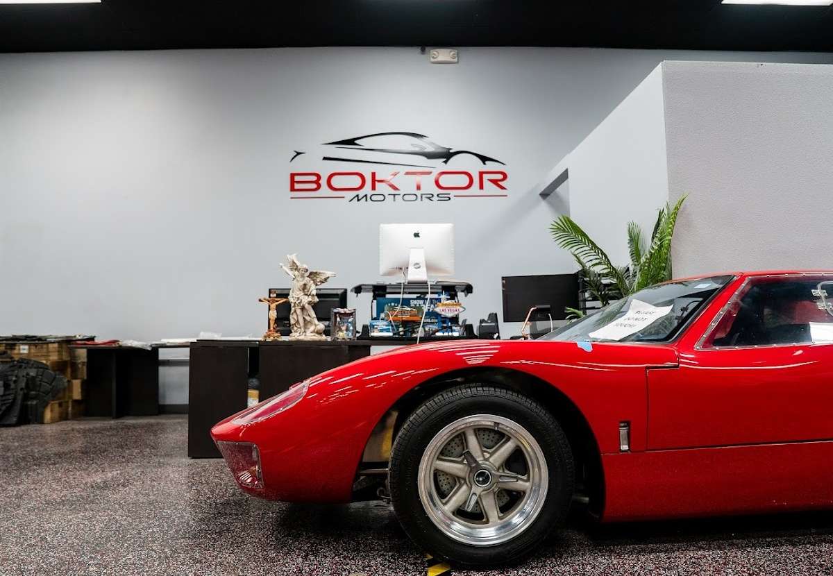 Classic red vehicle inside Boktor Motors’ Las Vegas facility